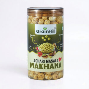 GrainHill Achari Masala Makhana | High Protein & Calcium Rich Snack | Roasted Fox Nuts