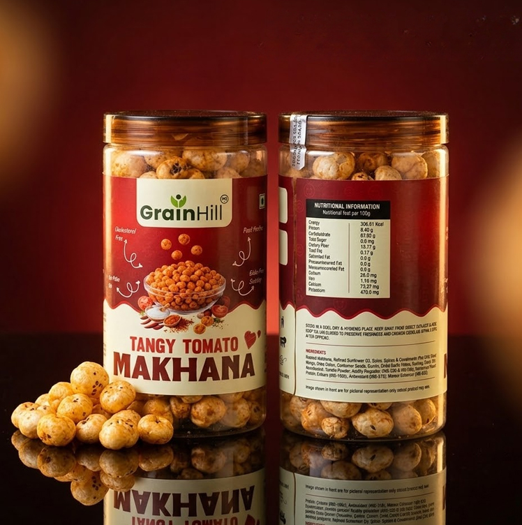 Grainhill Healthy Tangy Tomato Makhana | High Protein & Calcium Rich Snack | Roasted Fox Nuts - Image 2