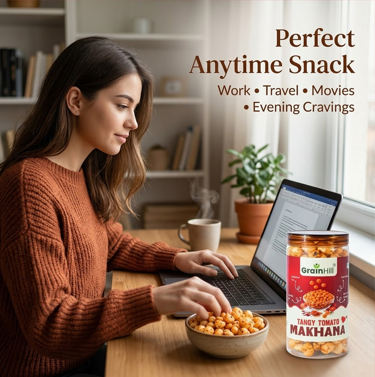 Grainhill Healthy Tangy Tomato Makhana | High Protein & Calcium Rich Snack | Roasted Fox Nuts - Image 4